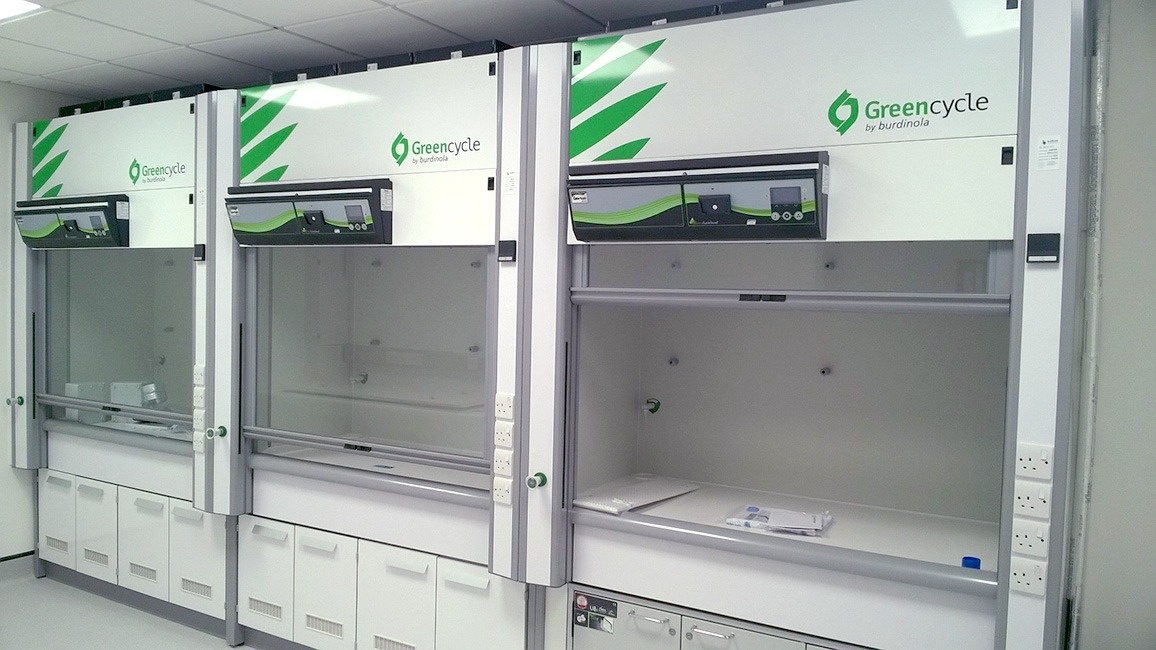 GreenCycle fume cupboards from Latis Scientific laboratories designed and implemented by Burdinola