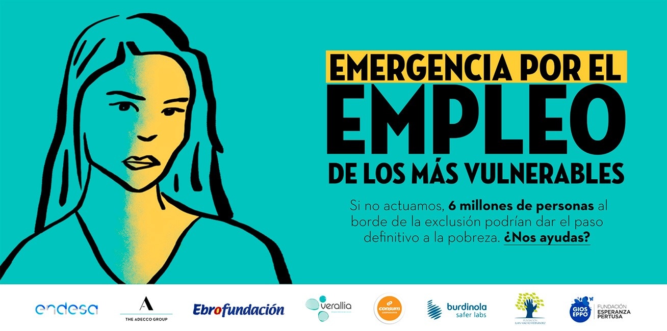 Imagen del cartel de la Fundación Adecco #EmergenciaPorElEmpleo