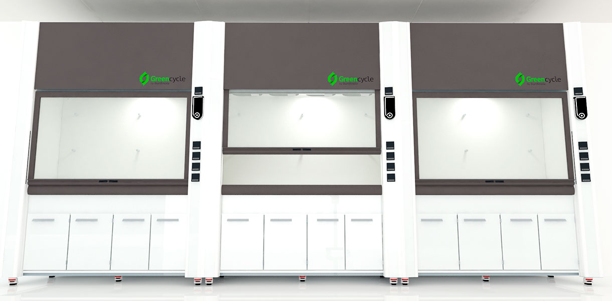 Front view of Burdinola GreenCycle fume cupboards