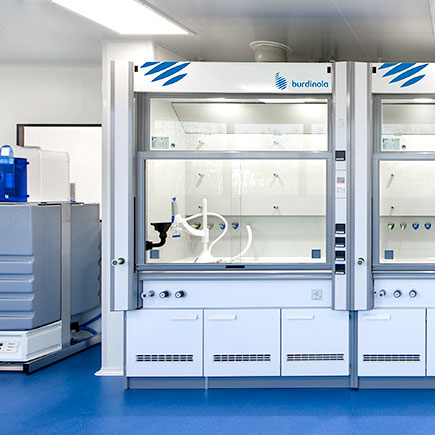 Fume cupboards in the Graphenea laboratory facilities in Donostia / San Sebastian.