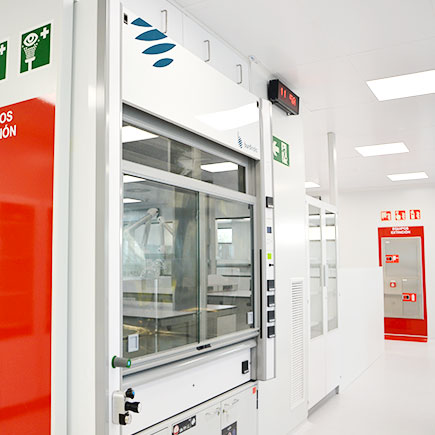 Fume cupboard at the Novartis pharmaceutical company's facilities in Barcelona.