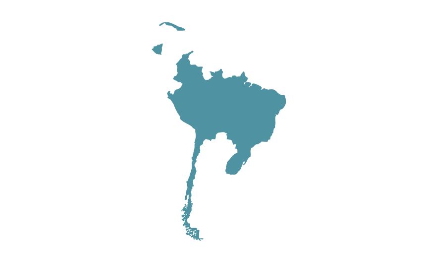 Image de la carte d’Amérique du Sud où sont éclairés les pays dans lesquels Burdinola est implantée