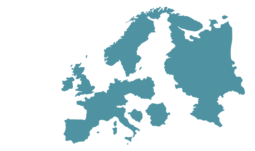 Imagen del mapa de Europa con los países iluminados donde Burdinola está presente